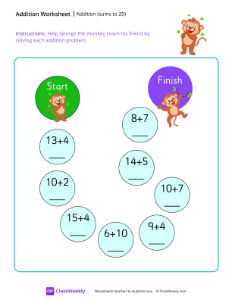 Addition maze (sums to 20)