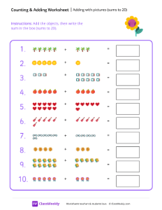 Adding with pictures (sums to 20)