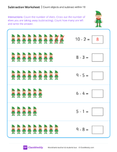 Count objects and subtract within 10