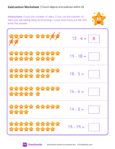 Count objects and subtract within 20