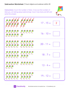 Count objects and subtract within 20