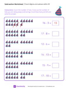 Count objects and subtract within 20