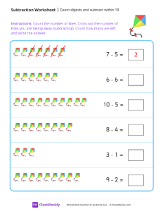 Count objects and subtract within 10