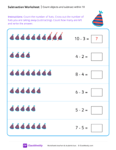 Count objects and subtract within 10