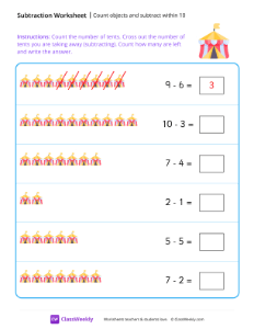 Count objects and subtract within 10