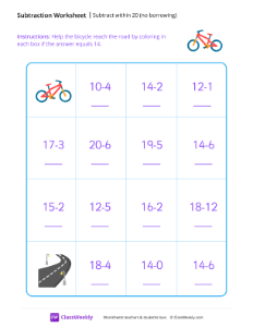 Subtract within 20 (no borrowing)
