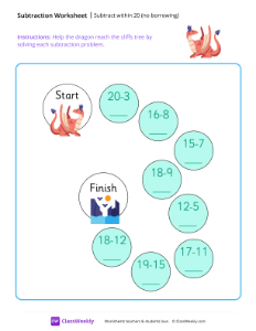 Subtract within 20 (no borrowing)