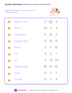 Numbers and Words (0-30)