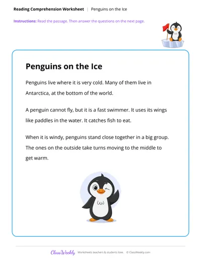 Reading Comprehension - Penguins on the Ice