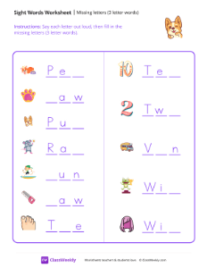 Missing letters (3 letter words)