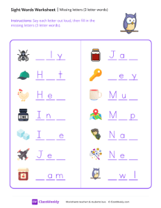 Missing letters (3 letter words)
