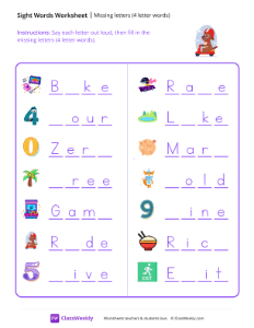Missing letters (4 letter words)