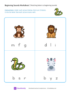 Matching Letters to Beginning Sounds