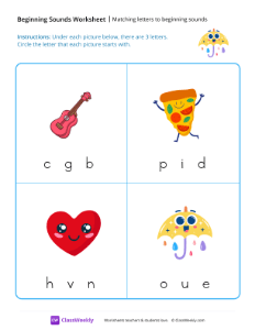 Matching Letters to Beginning Sounds