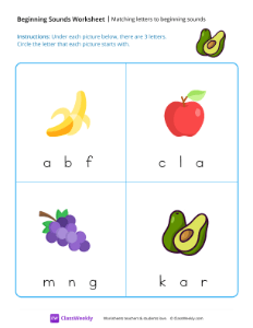 Matching Letters to Beginning Sounds