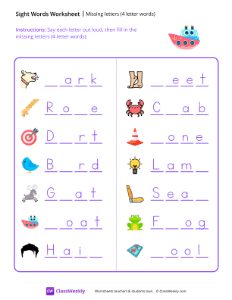 Missing letters (4 letter words)