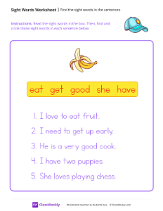 Find the sight words in the sentences