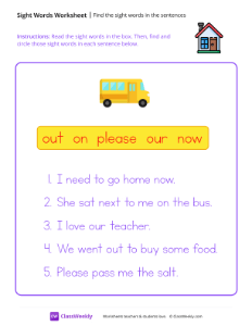 Find the sight words in the sentences