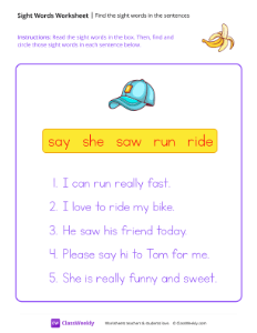 Find the sight words in the sentences