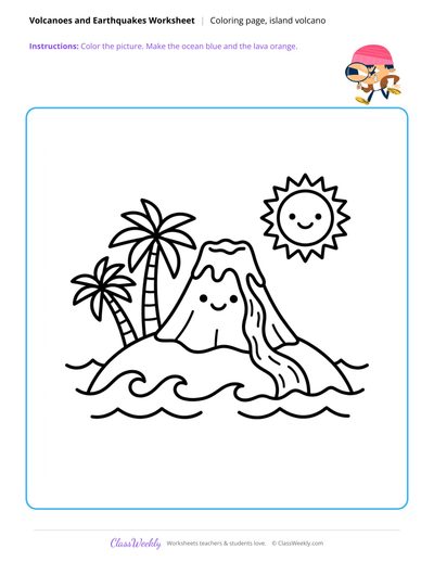 Island Volcano Coloring Page - Volcanoes & Earthquakes