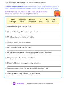 Subordinating conjunctions