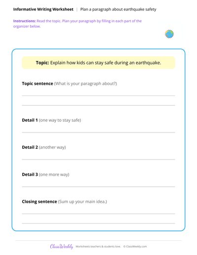 Plan an Informative Paragraph - Volcanoes & Earthquakes