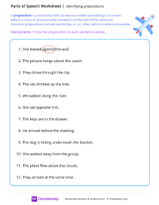 Identifying prepositions