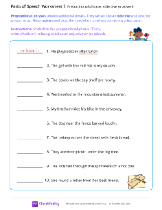 Prepositional phrase (adjective or adverb)