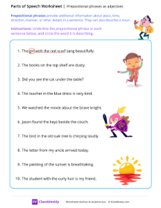 Prepositional phrases as adjectives