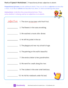 Prepositional phrase (adjective or adverb)