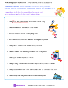 Prepositional phrases as adjectives