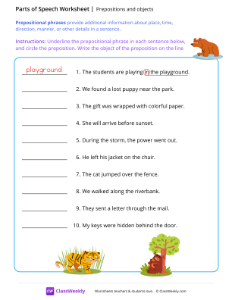 Prepositions and objects