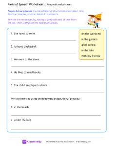 Prepositional phrases