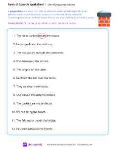 Identifying prepositions