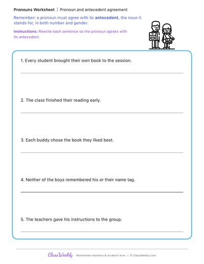 Pronoun and antecedent agreement