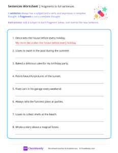 Fragments to full sentences