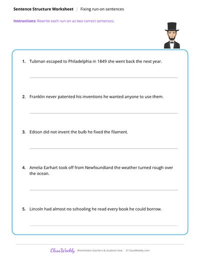 Fixing Run-On Sentences - Famous Americans