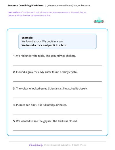 Combine Sentences - Volcanoes & Earthquakes