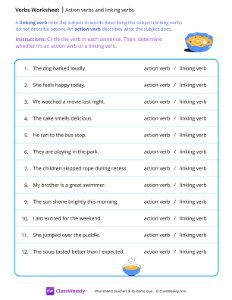 Action verbs and linking verbs