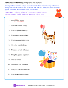 Linking verbs and adjectives