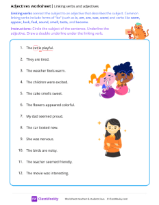 Linking verbs and adjectives