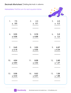 Adding decimals in columns