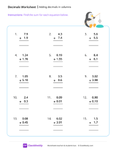 Adding decimals in columns