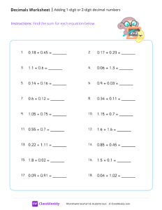 Adding decimals (1 or 2 decimal digits)