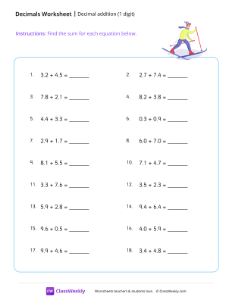 Decimal addition (1 digit)