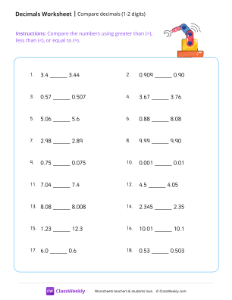 Compare decimals (1-2 digits)
