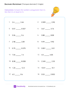 Compare decimals (1-2 digits)