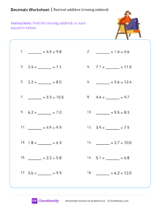 Decimal addition (missing addend)