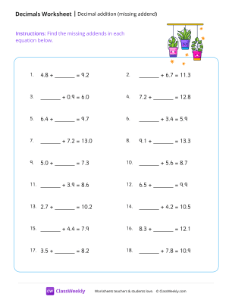 Decimal addition (missing addend)