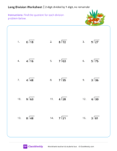 2-digit divided by 1-digit (no remainder)